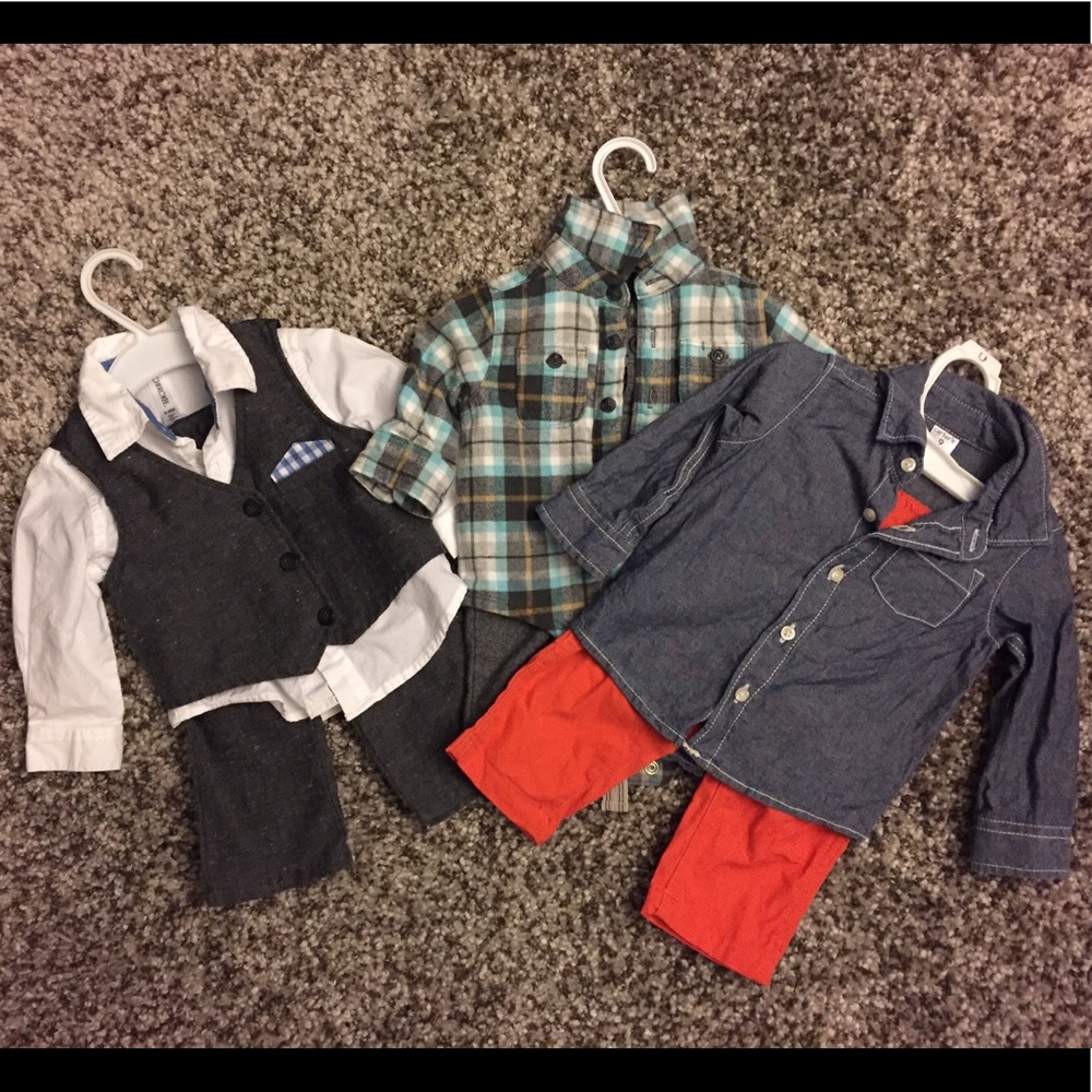 Lot of 3 baby boy dress outfits.